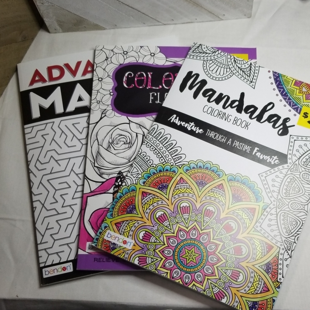 3 Adult Coloring Books